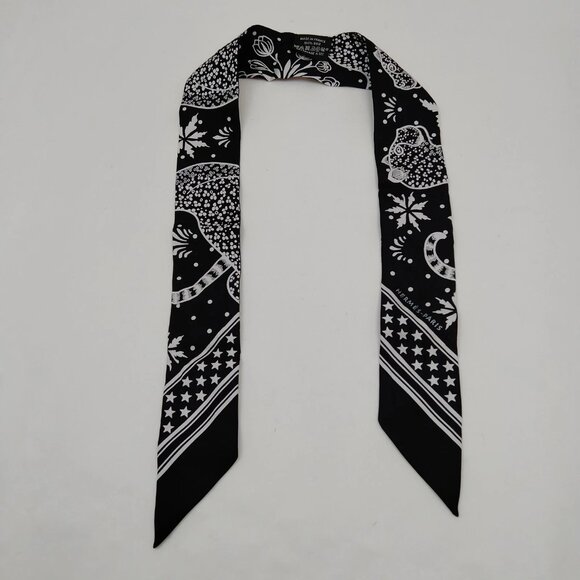 Hermes scarf Twilly Black Silk100% mon-320-091125 - Picture 3 of 9